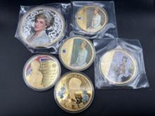 Queen Elizabeth, Princess Dianna Collectible Medals