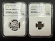 Graded Cambodia 2PE & Jamaica Cent bid x 2