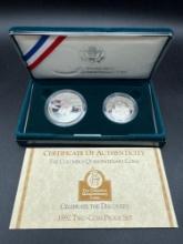 United States Columbus Quincentenary 2 coin Proof Set