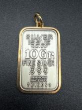.999 Silver 10 gr. Bar Pendant