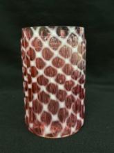 Cranberry Opalescent Diamond Optic Vase