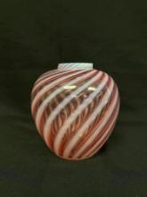 Cranberry Opalescent Swirl Rounded Vase