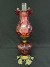 Cranberry Coin Dot Banquet Lamp Electric