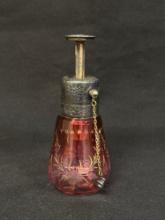 Cranberry Cut Glass Perfume Spray Bottle