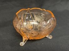 Pink Depression Glass Footed Bowl