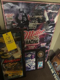 Nascar collectibles, Snap on Racing, posters and clock