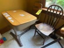 Vintage Youth School Desk and Chair