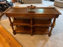 Sofa Table and Glass Footed Decorative Bowl