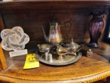 Handmade Romanian Pottery, WM Rogers Tea Set