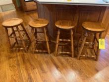 (4) Oak Bar Stools