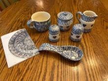 Spongeware Salt and Pepper Shakers, Mug, Creamer