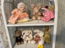 Porcelain Doll and Stuffed Animals