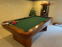 Brunswick Pool Table with Pool Cue Rack and Accessories