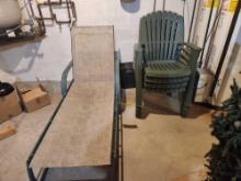 (4) Plastic Patio Chairs and Lounge Chair