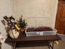 Snowman, Small Christmas Tree, Holly Decor