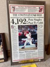 Pete Rose Autographed Photo of 4,192 Hit Record The Cincinnati Enquirer Plaque