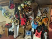 Patio folding chairs, Christmas and Fall decorations, rug, wreaths and more
