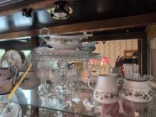 EAPG, cake plate, oyster plate, Staffordshire creamer and sugar, Nippon, stemware