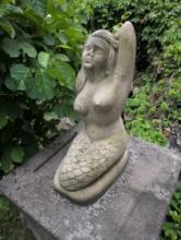 Mermaid cement lawn ornament