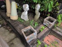 Dutch boy and girl, bases, planters and trash cans