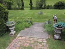 2 Pair of cement lawn urn planters