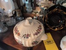 Assorted platters, EAPG, shakers, bowls, Limoges covered bowl