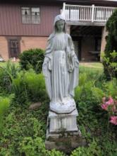Virgin Mary cement lawn ornament