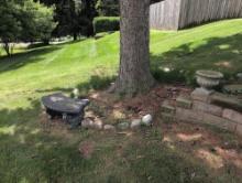 Cement bench and planter urn