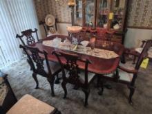 Chippendale Georgian dining table with 8 chairs