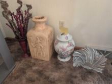 Glass center bowl, vases and Modern decor