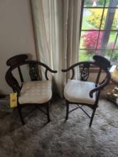 Pair of Chinese Rose wood corner chairs