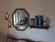 Oriental style vases, wall scounces and mirror