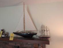 Pair of decorative wood sail ships