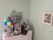 Clown figure, lamp, wall decor
