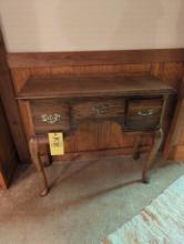 Oak low boy console table with 3 drawers