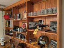 Large collectors lot of early racing memorabilia, helmet, trophies, glasses, photos