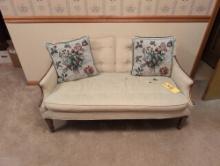 Vintage wood trim love seat