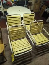 Vintage 5 piece patio table set with 2 umbrellas