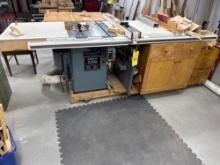 Delta 10 tilting arbor saw with homemade cabinets on wheel