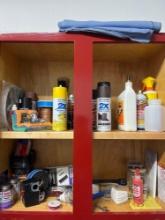 Assorted lubricants, spray paints, hardware
