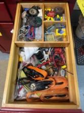 Contents of 2 drawers and bottom of bench