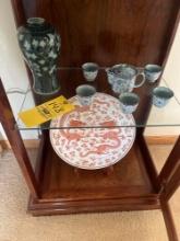 Tea set, dragon plate