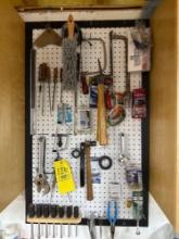wall contents, hammer, screwdrivers, pliers, misc