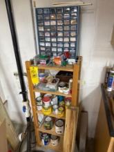 nice organizer loaded with screws, misc paint