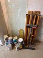 paint , sawhorses, roller