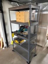 6 foot metal shelf, contents not included