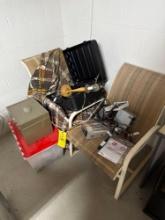 chairs , large electrical assortment, phones