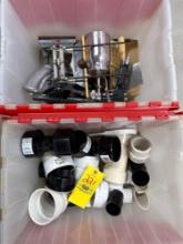 paint gun and supplies, misc pipe fittings