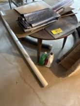 table, tarp, misc pipes, umbrella, lights