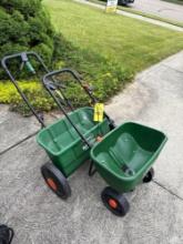 pair of Scotts broadcast spreaders